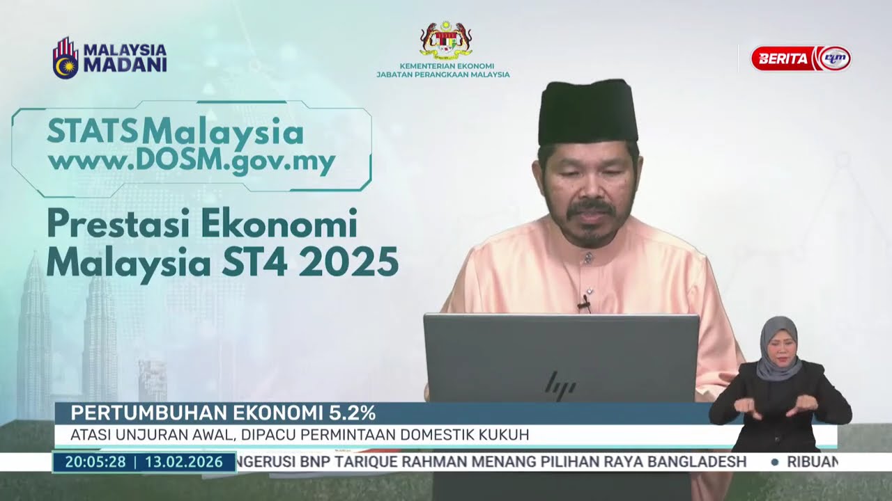 13 FEB 2026 -BERITA PERDANA- PERTUMBUHAN EKONOMI 5.2% ATASI UNJURAN AWAL, DIPACU PERMINTAAN DOMESTIK