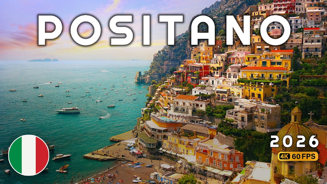 Positano, Italy | Winter walk in empty streets - 4K