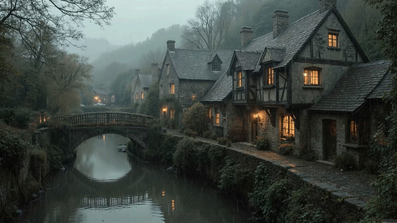 𝗥𝗮𝗶𝗻𝘆 𝗘𝘃𝗲𝗻𝗶𝗻𝗴 𝗶𝗻 𝗮 𝗠𝗲𝗱𝗶𝗲𝘃𝗮𝗹 𝗥𝗶𝘃𝗲𝗿𝘀𝗶𝗱𝗲 𝗩𝗶𝗹𝗹𝗮𝗴𝗲 | 𝗗𝗮𝗿𝗸 𝗔𝗰𝗮𝗱𝗲𝗺𝗶𝗮 𝗔𝗺𝗯𝗶𝗲𝗻𝘁 𝗣𝗶𝗮𝗻𝗼 𝗳𝗼𝗿 𝗦𝘁𝘂𝗱𝘆 & 𝗥𝗲𝗮𝗱𝗶𝗻𝗴