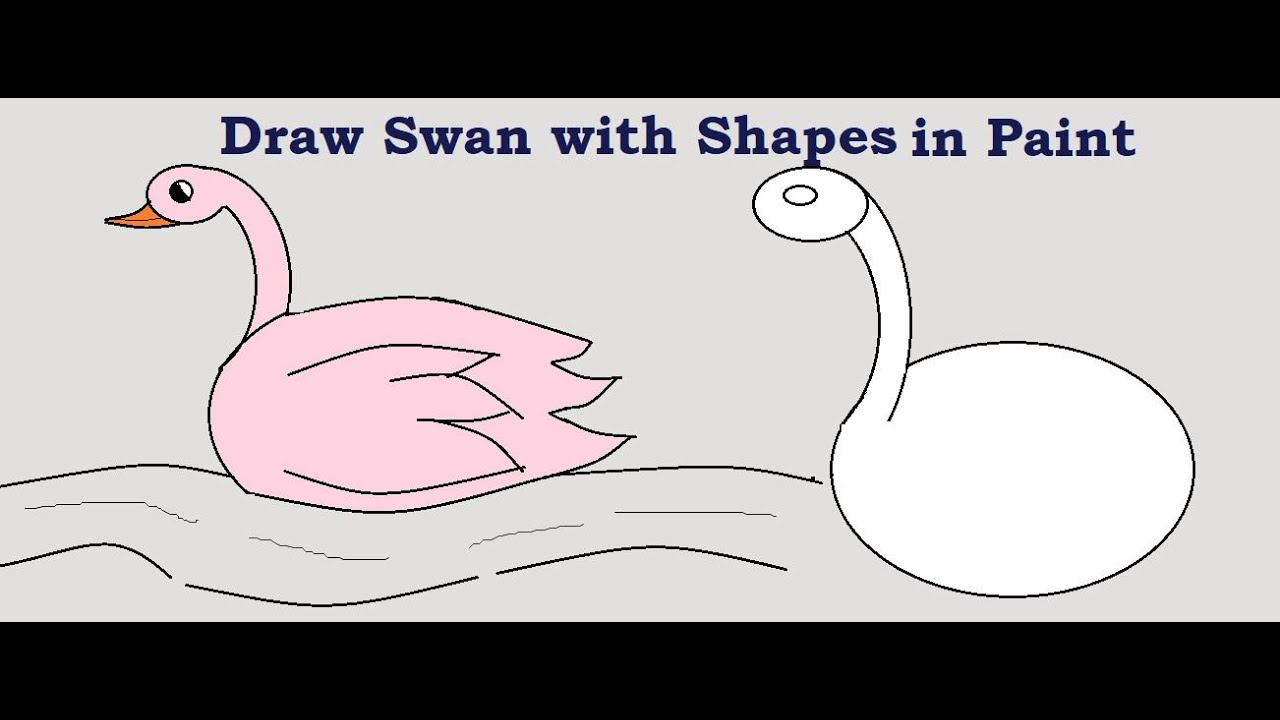 #how to #Draw bird step by step in MS Paint Draw bird  in Paint Paint for kids easy Draw swan