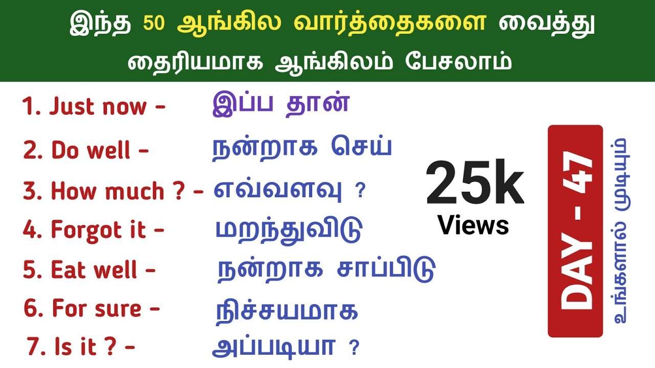Tamil to English Speaking | Spoken English Class in Tamil | Daily use Sentences| English Pesalam |