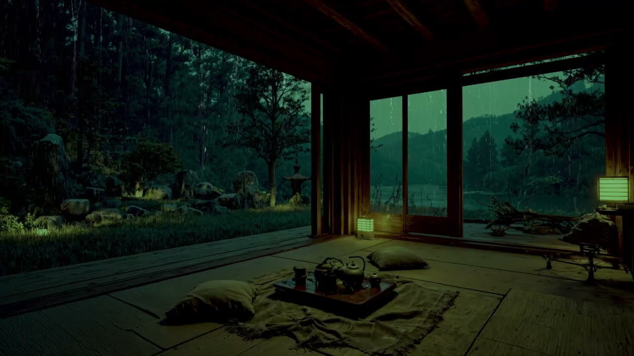 Dark Mountain Cabin Rain Sounds 🌧️ (No Ads) | For Deep Sleep & Relaxation Ambience