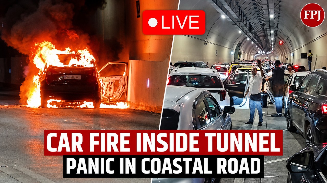 Mumbai Coastal Road: Moving Car Bursts Into Flames Inside Tunnel | Panic Ensues