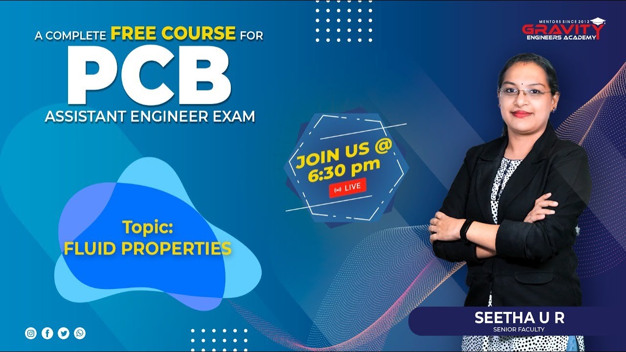 FREE COURSE I POLLUTION CONTROL BOARD I AE I LIVE I FLUID MECHANICS I FLUID PROPERTIES I SEETHA U R