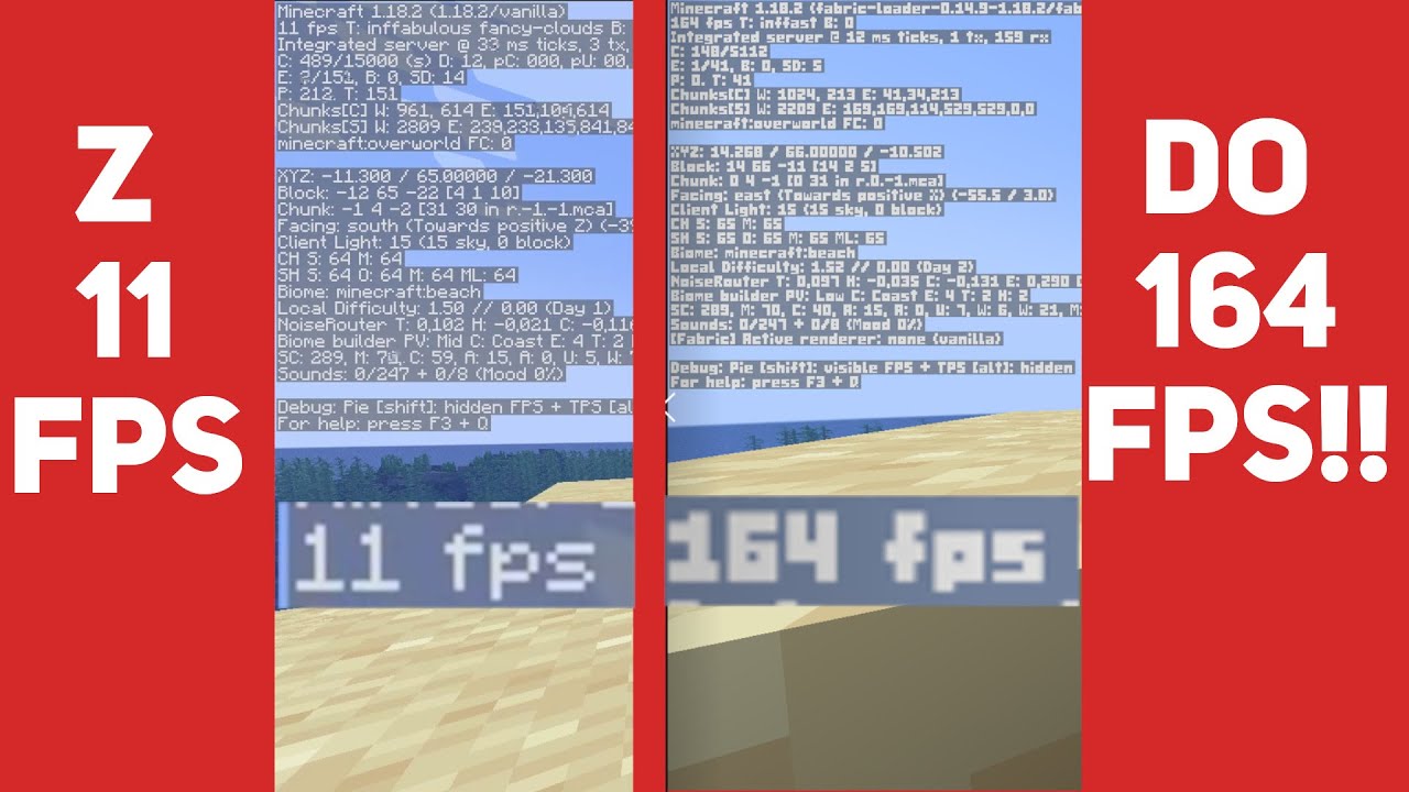 WIĘCEJ FPS W MINECRAFT! PRZYKŁAD NA SŁABYM KOMPUTERZE 1400%+!