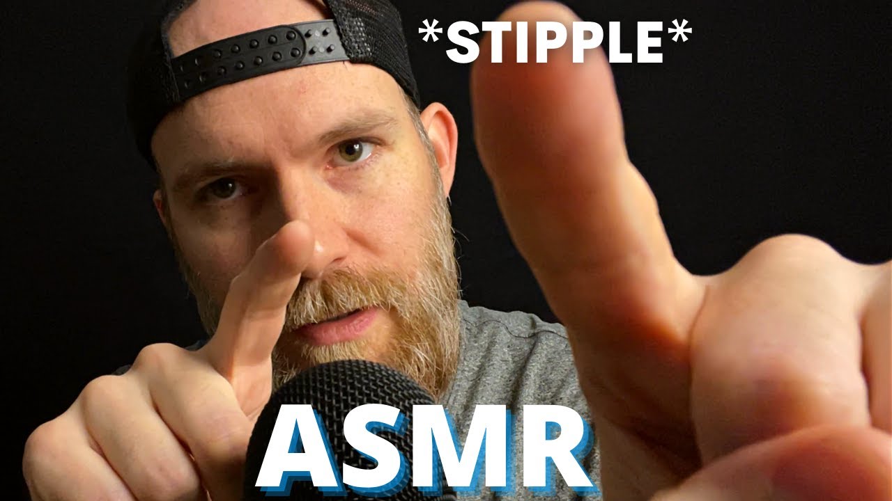 ASMR Stipple - Ear to Ear Male Voice - Trigger Words with Hand Visuals