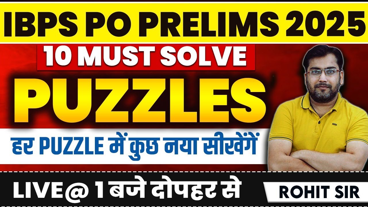 Puzzle Class IBPS PO Prelims 2025 | IBPS PO 2025 Puzzle Seating Arrangement Reasoning #IBPSPO2025