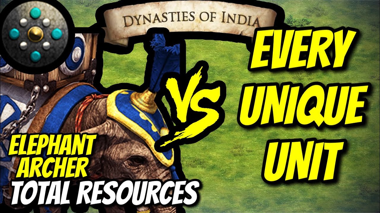 ELITE ELEPHANT ARCHER (Dravidians) vs EVERY UNIQUE UNIT (Total Resources) | AoE II: DE