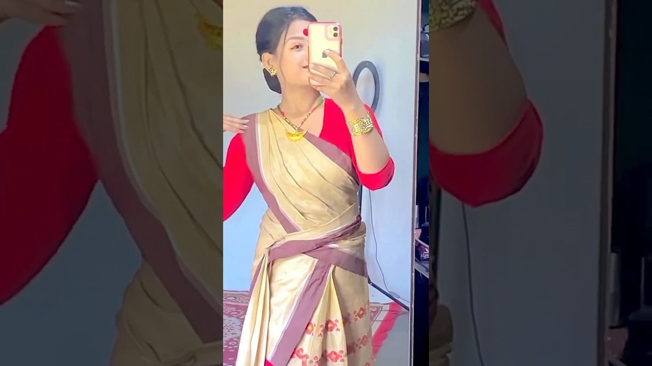 How to wear assamese bihu dress 🥰 #shortvideo #youtubeshorts #bihu #mekhela_sador #minivlog #viral