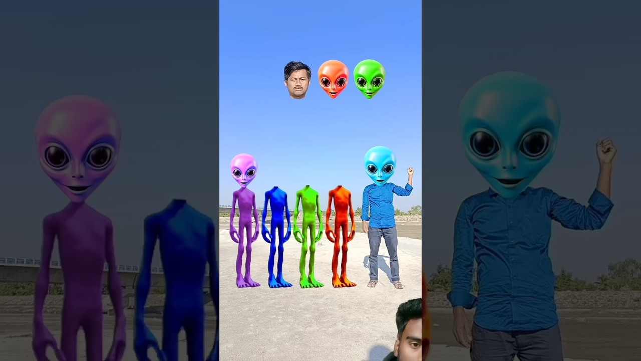red, green, blue & purple alien dancing and deepu sakha Correct headmatching gameMagical video 