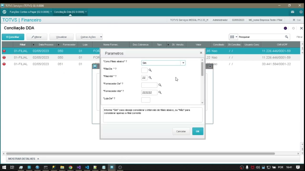 How To | MP - SIGAFIN- FINA260 Conciliação DDA Testando na prática #TOTVS_Backoffice_Linha_Protheus