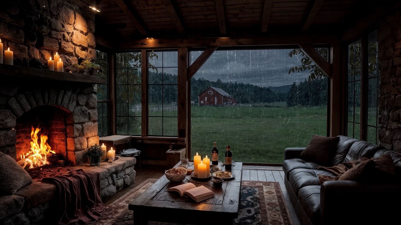 NO ADS⛈️Hidden in the Rainforest 🌧️ Heavy Rain & Crackling Fireplace 🔥 Healing Sleep Sounds