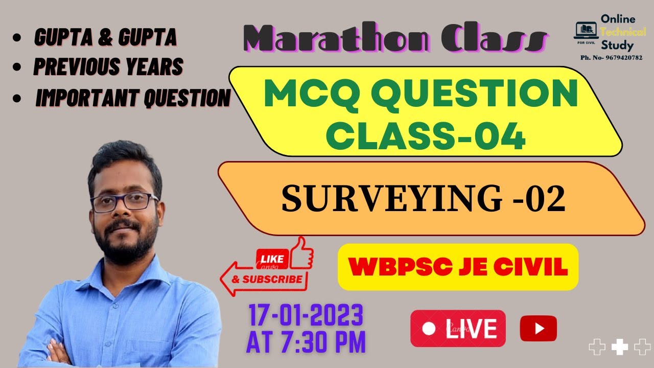 MCQ Question-04 || Surveying ||  WBPSC JE