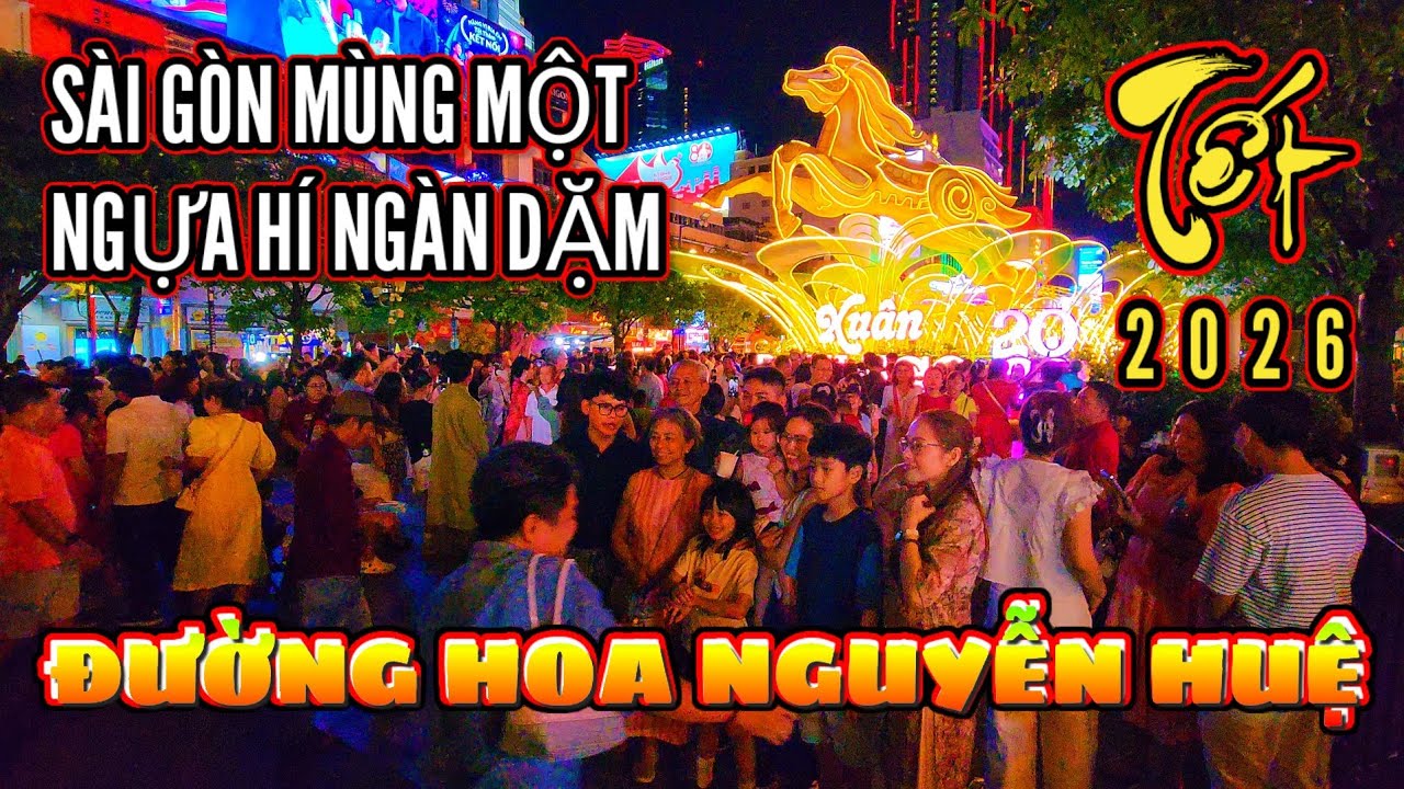 ĐÊM MÙNG 1 TẾT 2026! Đông KHỦNG KHIẾP Tại Đường Hoa Nguyễn Huệ | Biển Người Check-In Linh Vật Ngựa
