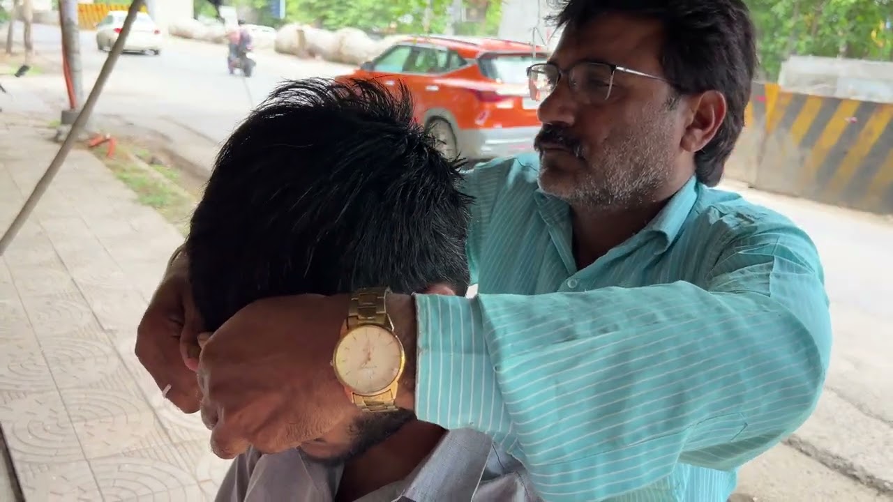 Roadside Barber ASMR Intense Head Massage !! #asmr #indianstreets @ASMRstreets #viralvideos