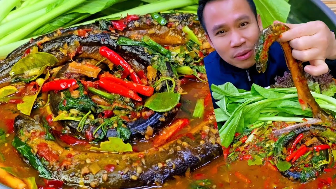 ปลาไหล ผัดเผ็ดปลาไหล เครื่องสมุนไพรหอมๆแซ่บๆ
