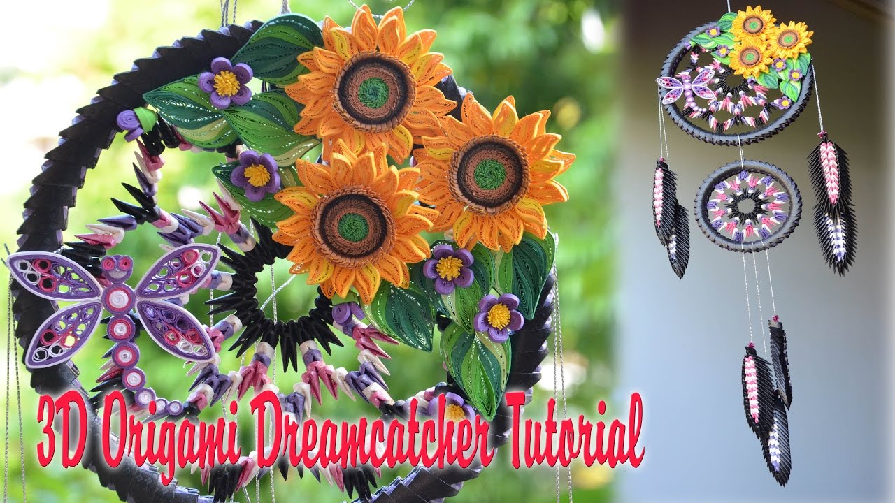 HOW TO MAKE 3D ORIGAMI DREAMCATCHER | DIY HOME DECORATION PAPER DREAMCATCHER