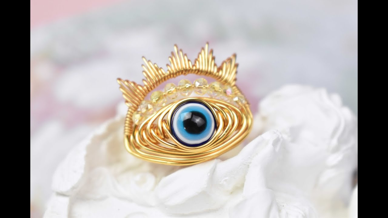 Wire Wrapped Evil Eye Ring