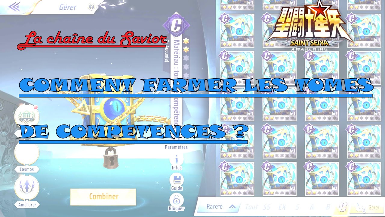 COMMENT FARMER LES TOMES BLEUS/TOMES DE COMPETENCES ? TRUCS ET ASTUCES SAINT SEIYA AWAKENING/SSA