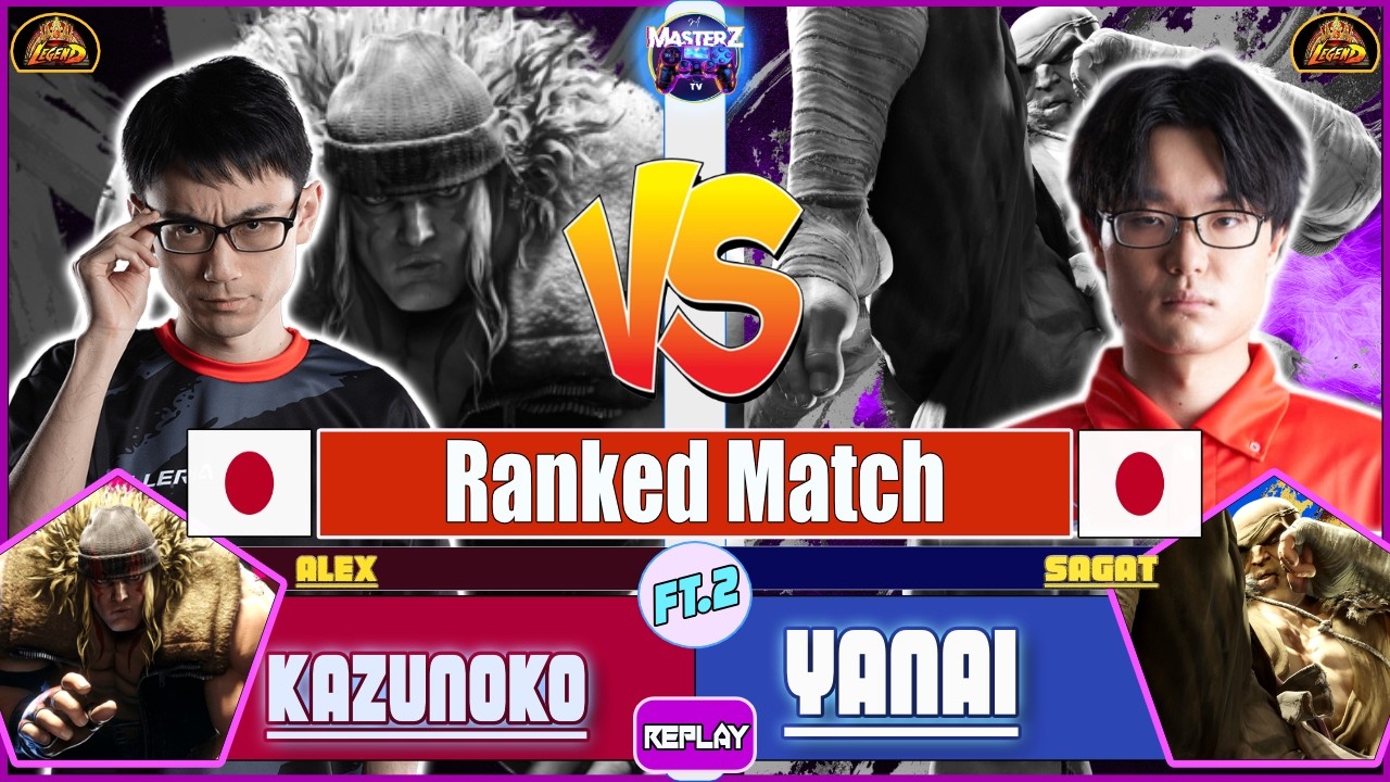 SF6 REPLAY 🔥 KAZUNOKO (alex) VS YANAI (sagat) 🔥 High level gameplay