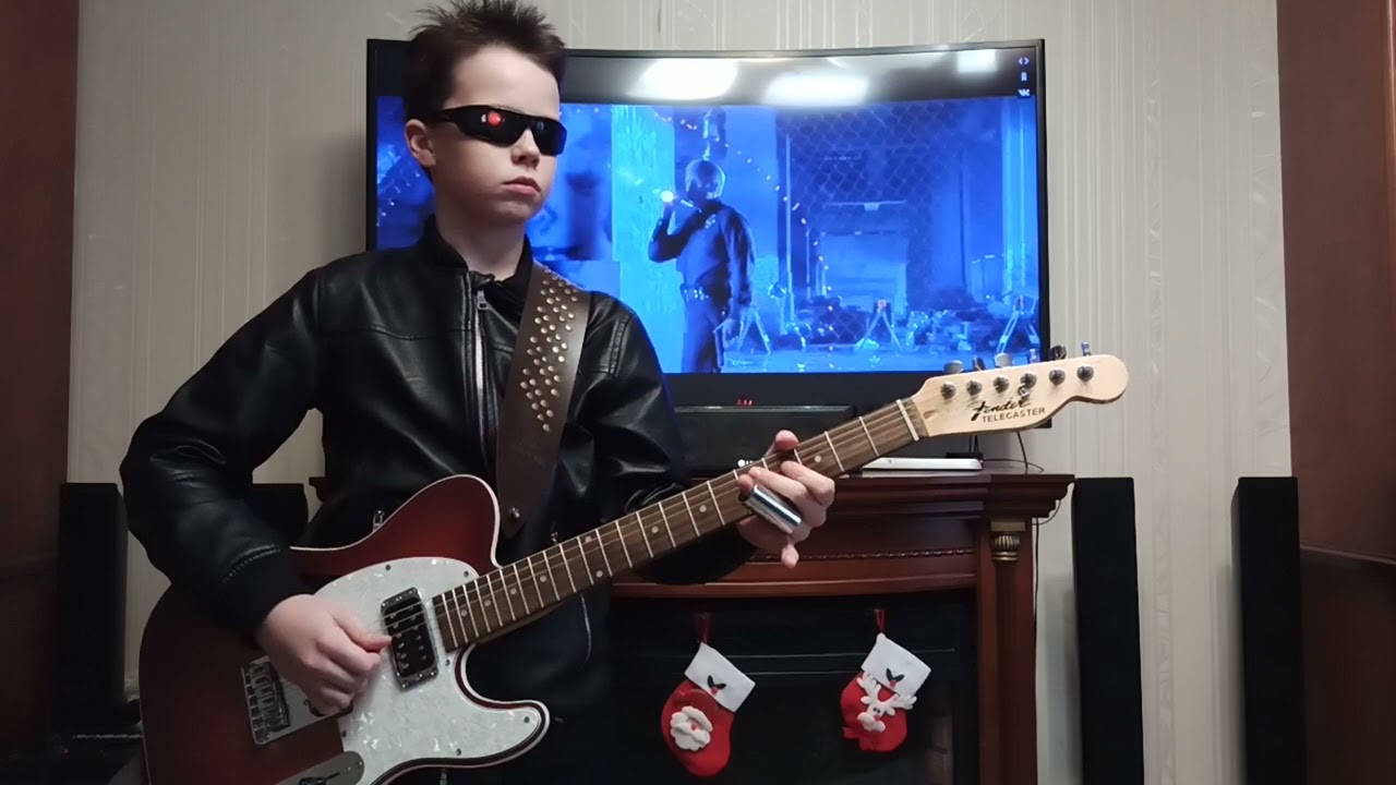 😎😎😎 I'LL BE BACK!  TERMINATOR PLAYS THE GUITAR//  George Thorogood, Bad To The Bone (guitar cover)