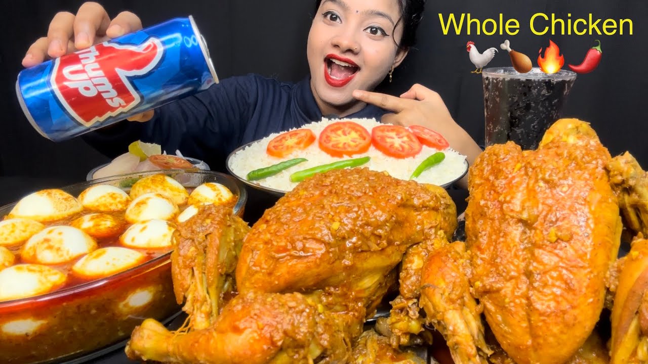 2 BIG WHOLE SPICY CHICKEN 🔥OILY EGG CURRY WITH LOTS OF EGGS🥚+ WHITE RICE 😋 FOOD EATING VIDEOS 🤤🌶️