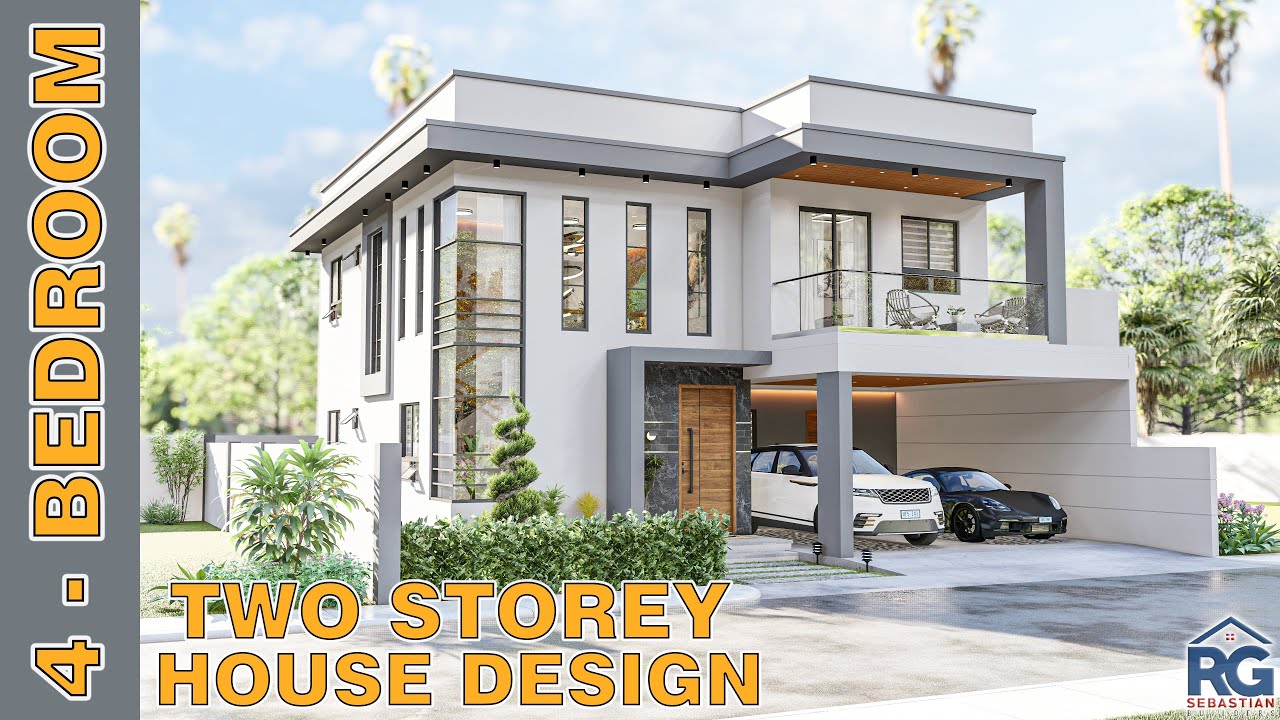 4-Bedroom Two Storey House Design with Pool