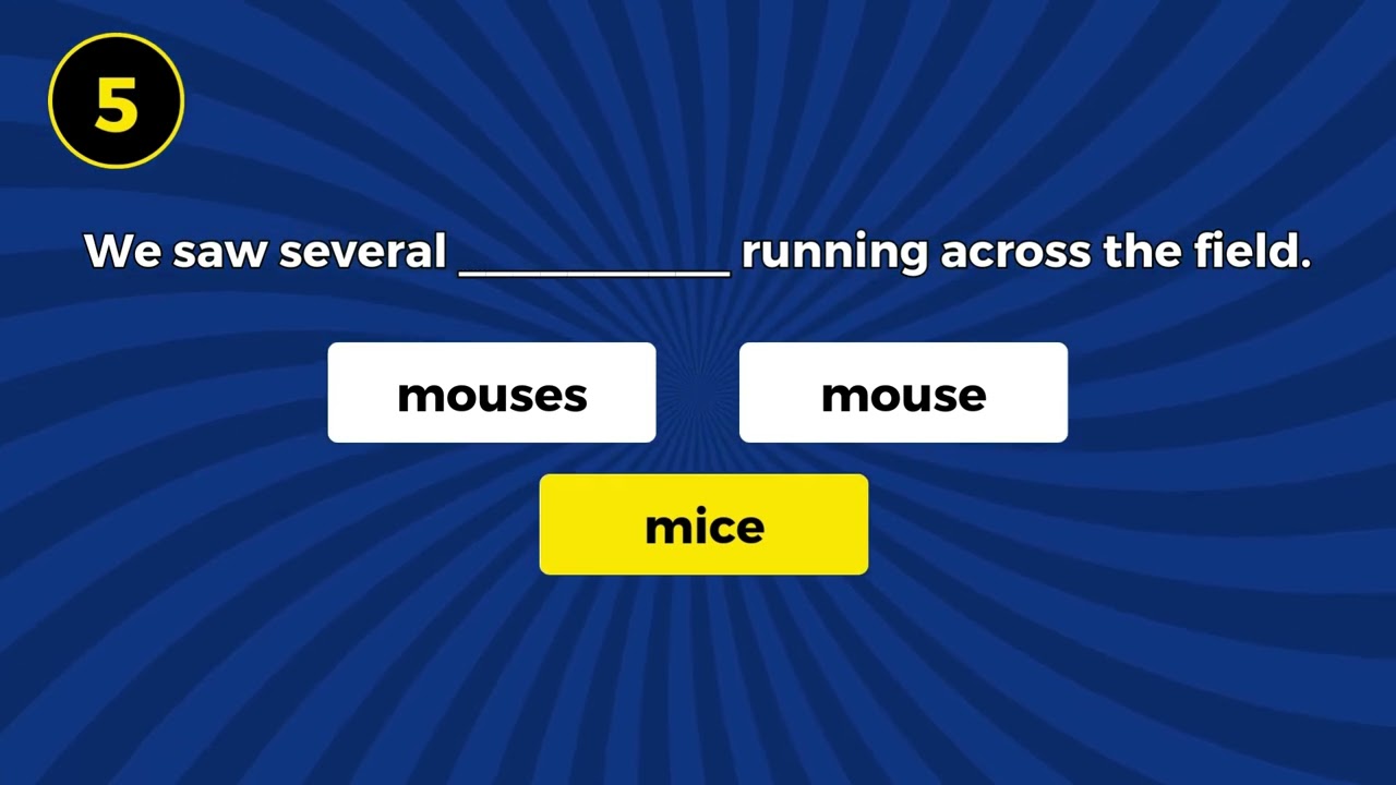 Irregular Plurals in Englishmultiple choice quiz