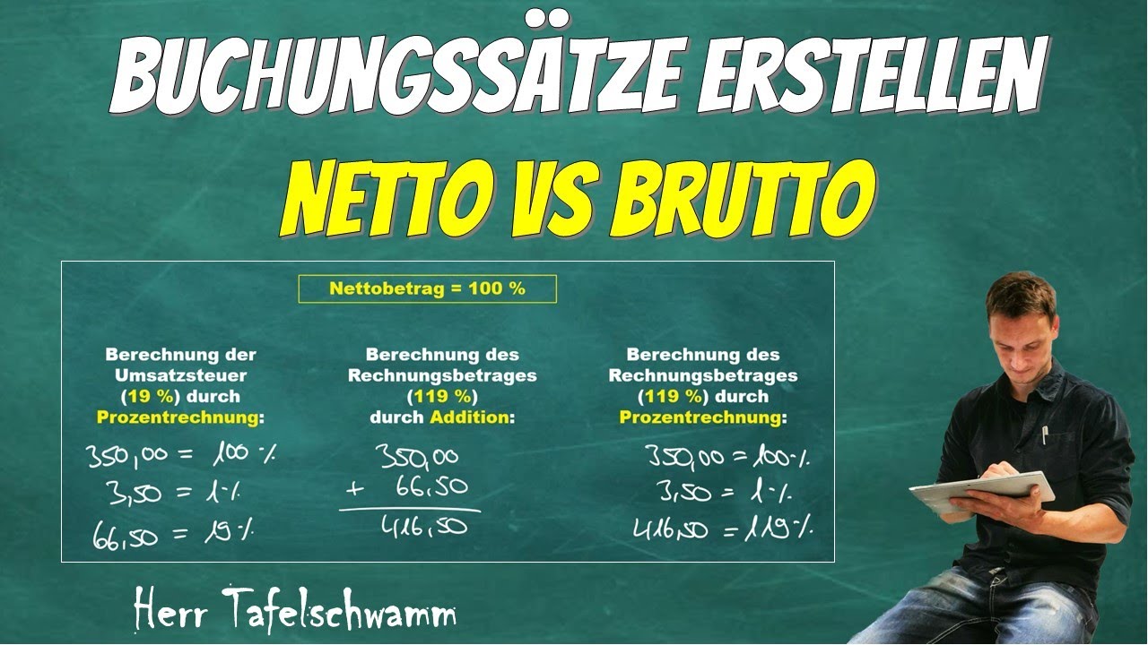 Buchungssatz mit Umsatzsteuer - Von Netto zu Brutto und von Brutto zu netto - einfach erkl&auml;rt!