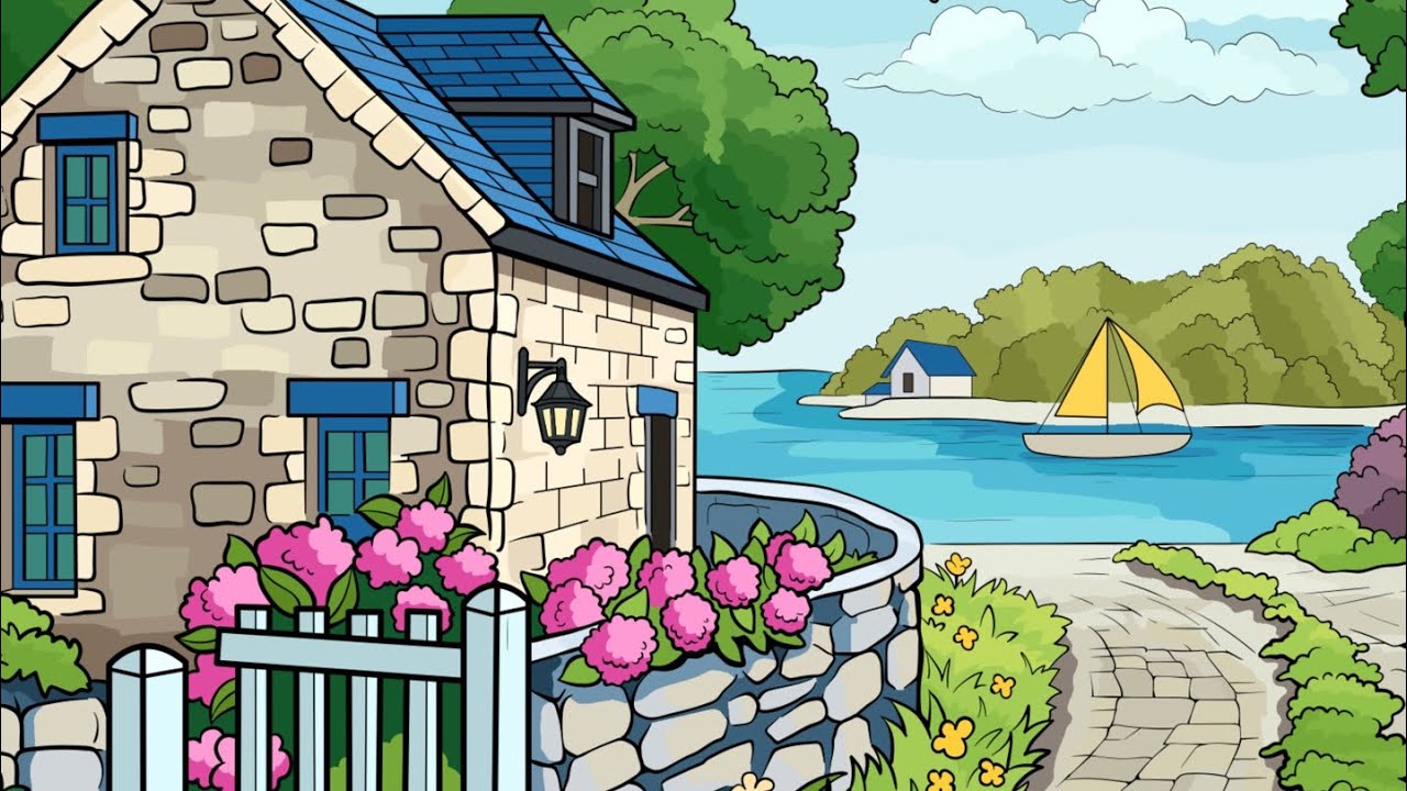 Summer House Zen Color app Paint by Numbers #colorwithme #coloring #relaxing #video #book #beach