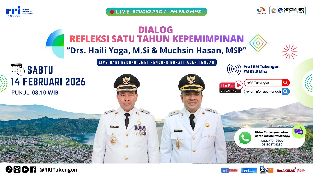 [Live] DIALOG REFLEKSI SATU TAHUN KEPEMIMPINAN BUPATI DAN WAKIL BUPATI ACEH TENGAH