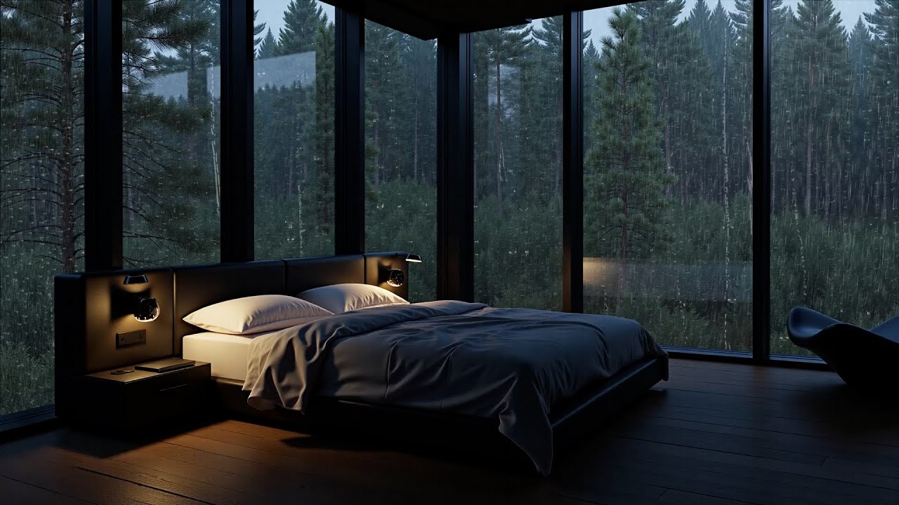 3 heures de bruits de pluie dans une chambre chaleureuse, accompagnées de musique de piano apaisante
