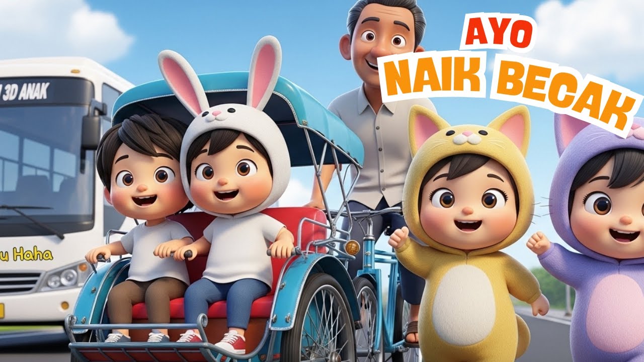 Naik Becak 🚲 | Lagu Anak Lucu , Lagu Anak Indonesia Edukatif.TERBARU 2026