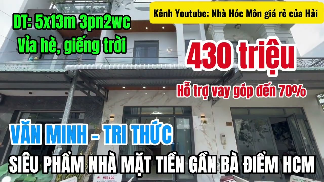 Si&ecirc;u phẩm nh&agrave; mặt tiền gần Chợ B&agrave; Điểm H&oacute;c M&ocirc;n TP HCM 3 ph&ograve;ng ngủ chỉ 430 triệu I Nh&agrave; đất H&oacute;c M&ocirc;n
