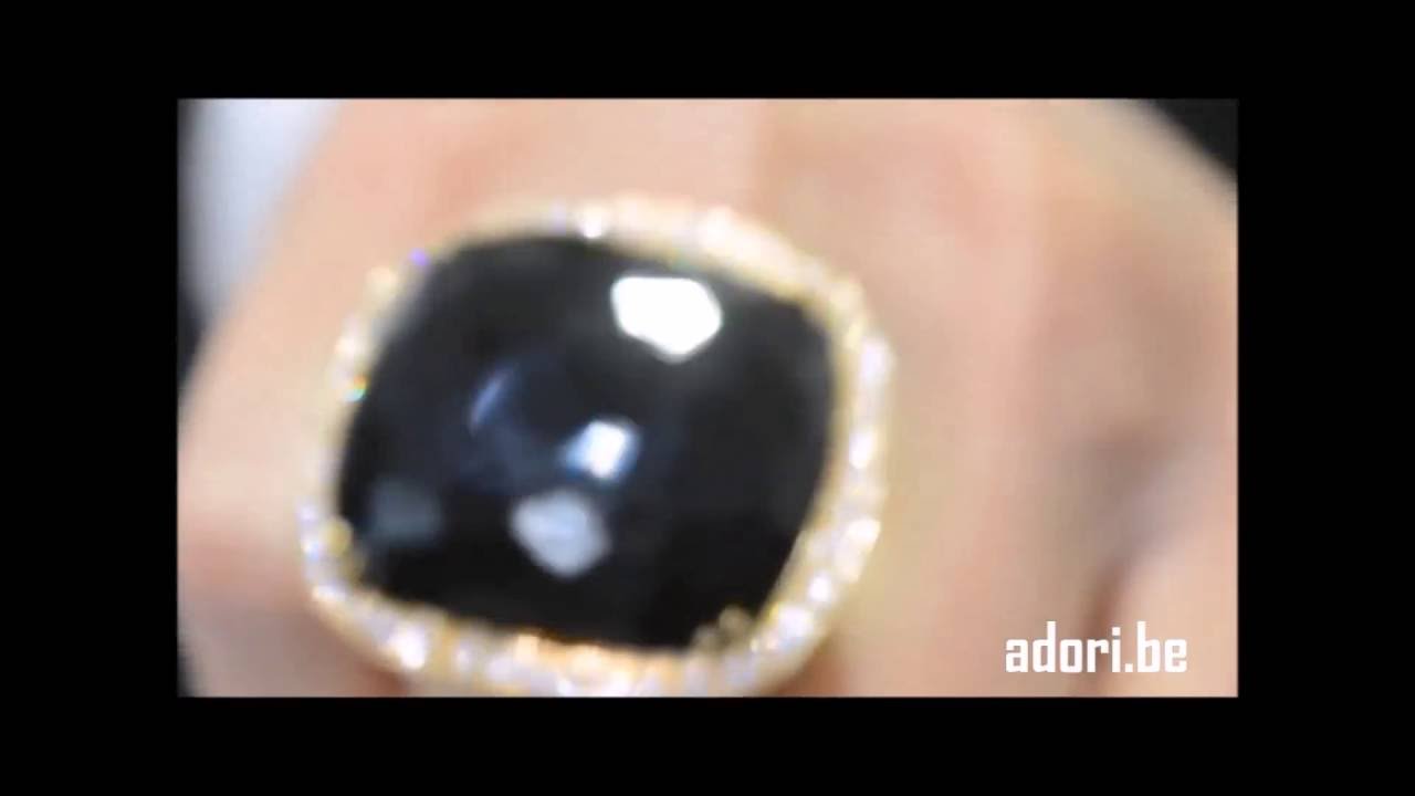 18K Pink Gold, White Diamonds with a Center Black Onyx