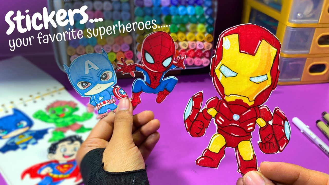 Making Handmade Superhero Stickers | Satisfying Handmade Superhero Stickers ASMR DIY