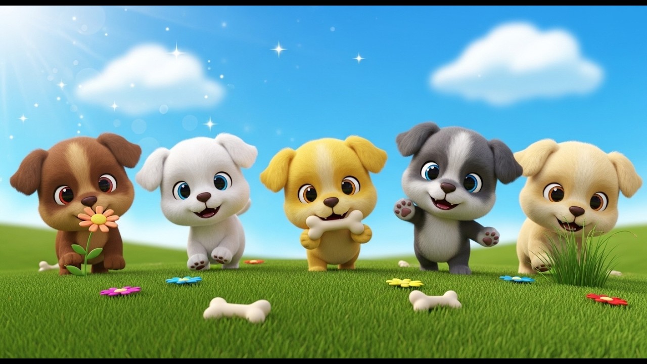 Cinco Cachorritos Bebés Huelen Todo | Canción de Mascotas y Sentidos para Niños