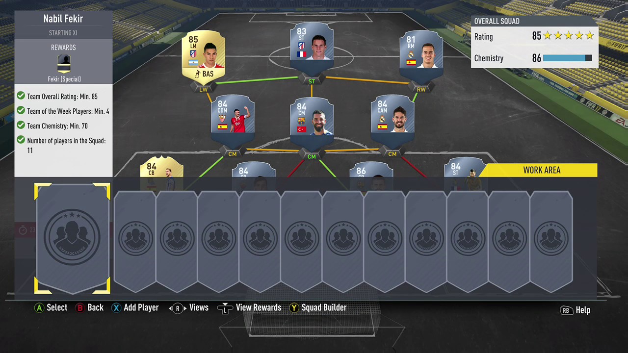 Fifa 17 SBC Fekir Cheapest Possible Solution (150k)