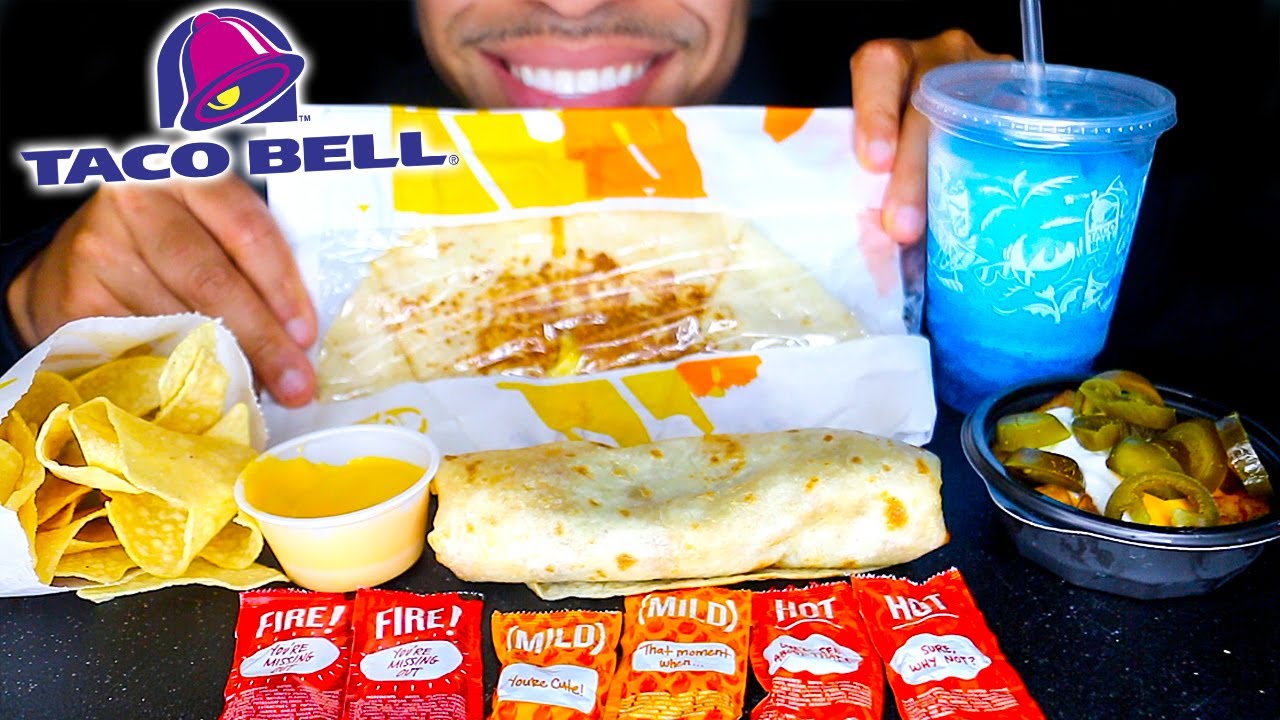 ASMR | TACO BELL DOLLAR MENU NACHOS CHEESE QUESADILLA CHEESY POTATO BOWL BURRITO MUKBANG EATING SHOW