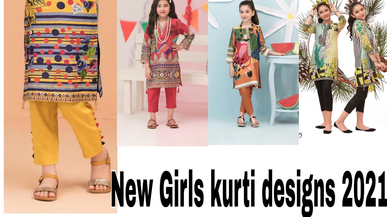 Latest kids girls stitched kurti designs 2021