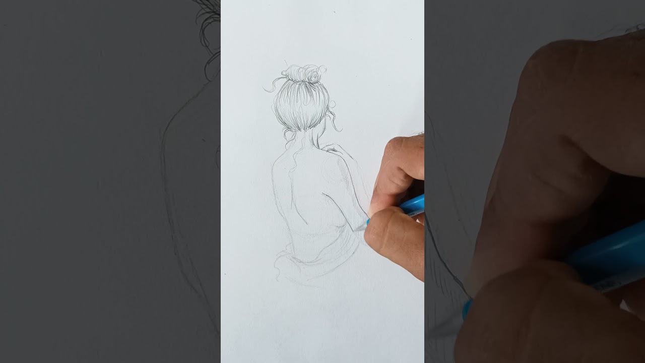 Human anatomy female back side skech