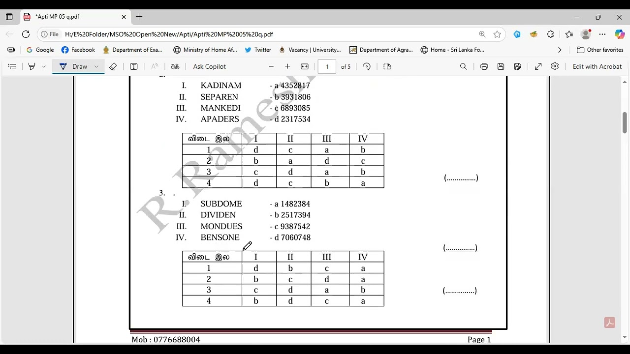 MSO III Aptitude Model Paper 4 Numbers Symbols