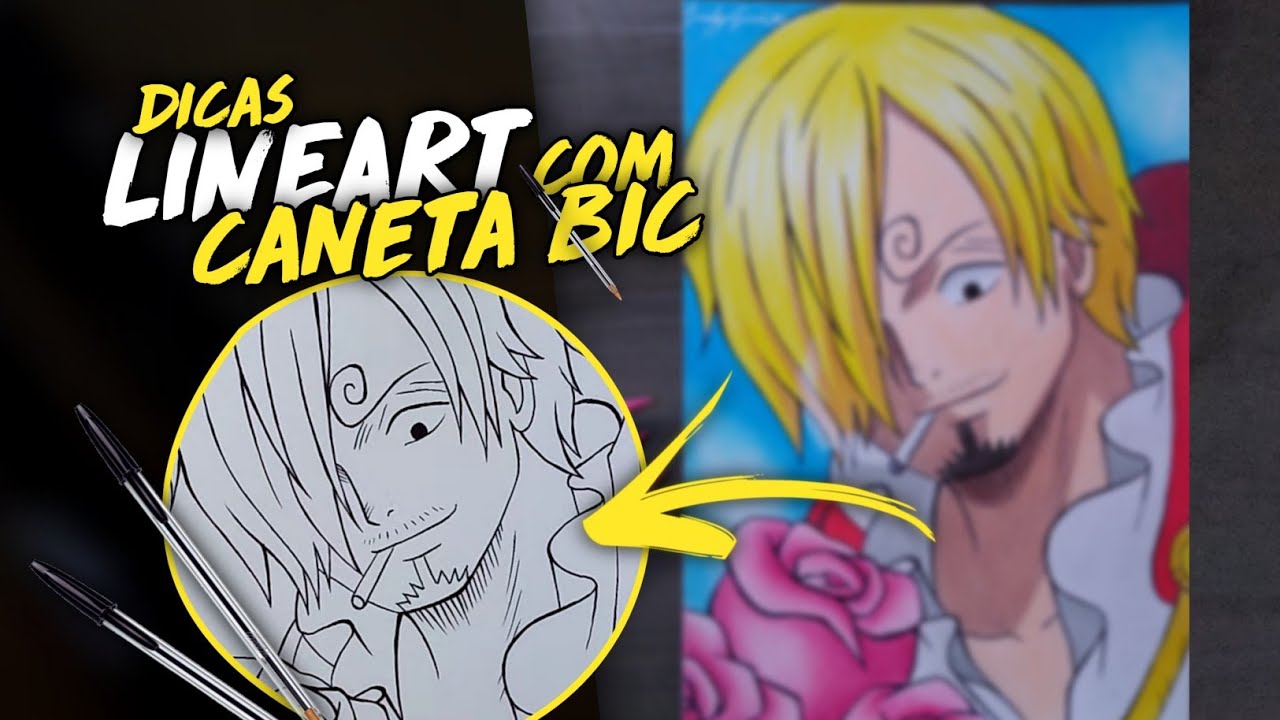 COMO FAZER LINEART COM CANETA BIC - FÁCIL | Drawing Sanji (One Piece)