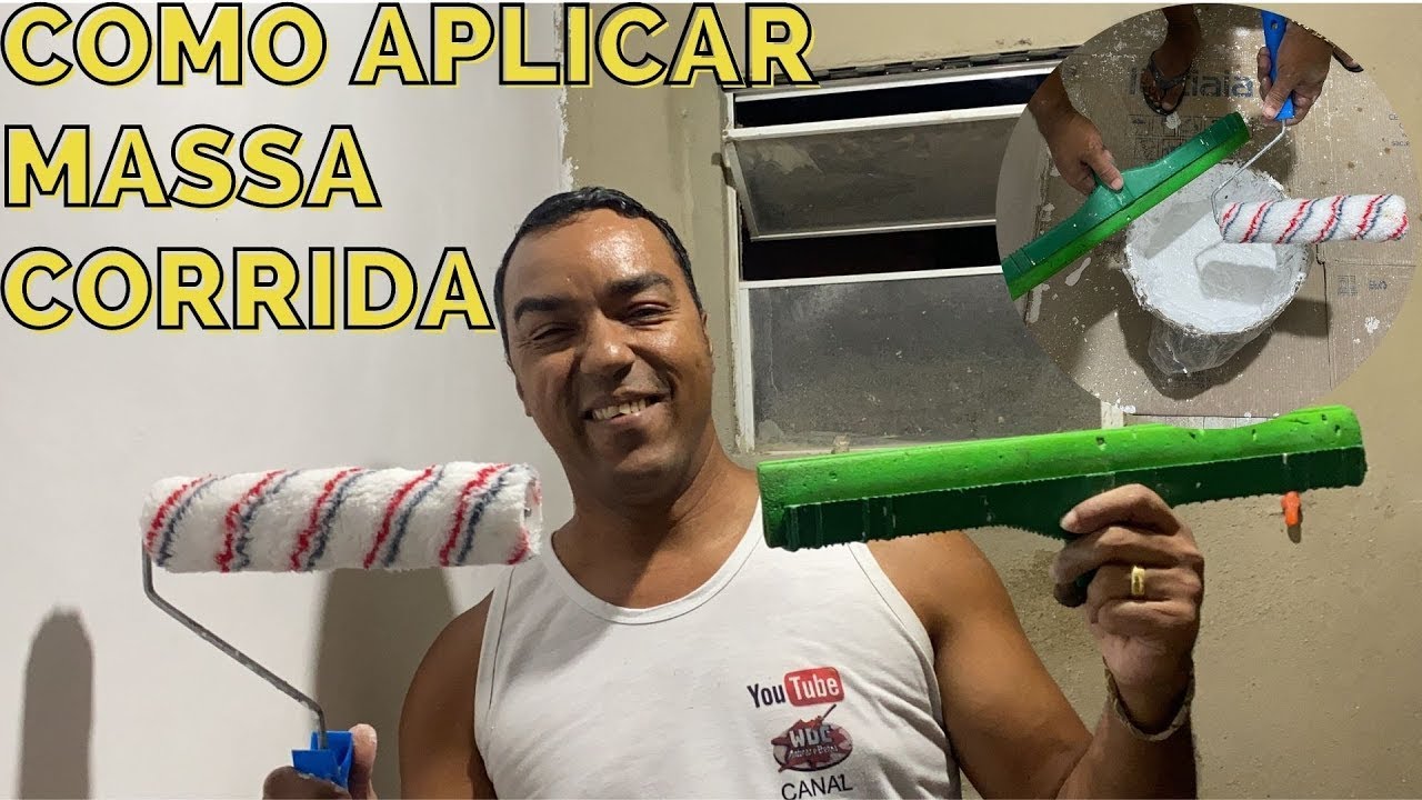 Como passar massa corrida fácil com Rodo e Rolo   How to skim coat a wall fast using paint roller