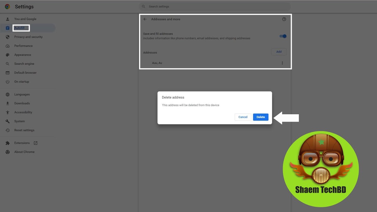 How to Remove Autofill Addresses Entries on Chrome