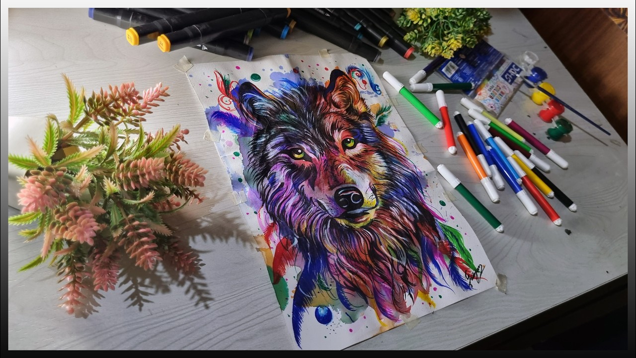 How To Draw A Realistic Wolf Using 10 rupees Sketch Pen Animallovers#viral#viralvideo#creativeart