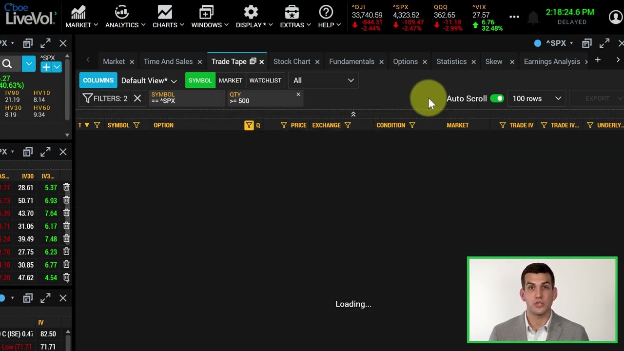 Cboe LiveVol&reg; Pro Tutorials - Trade Tape