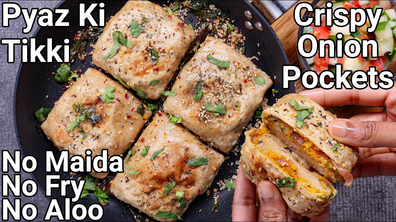 Healthy Wheat Flour Onion Tikki or Onion Pockets - No Maida, No Deep Fry & No Aloo | Pyaaz Ki Tikki