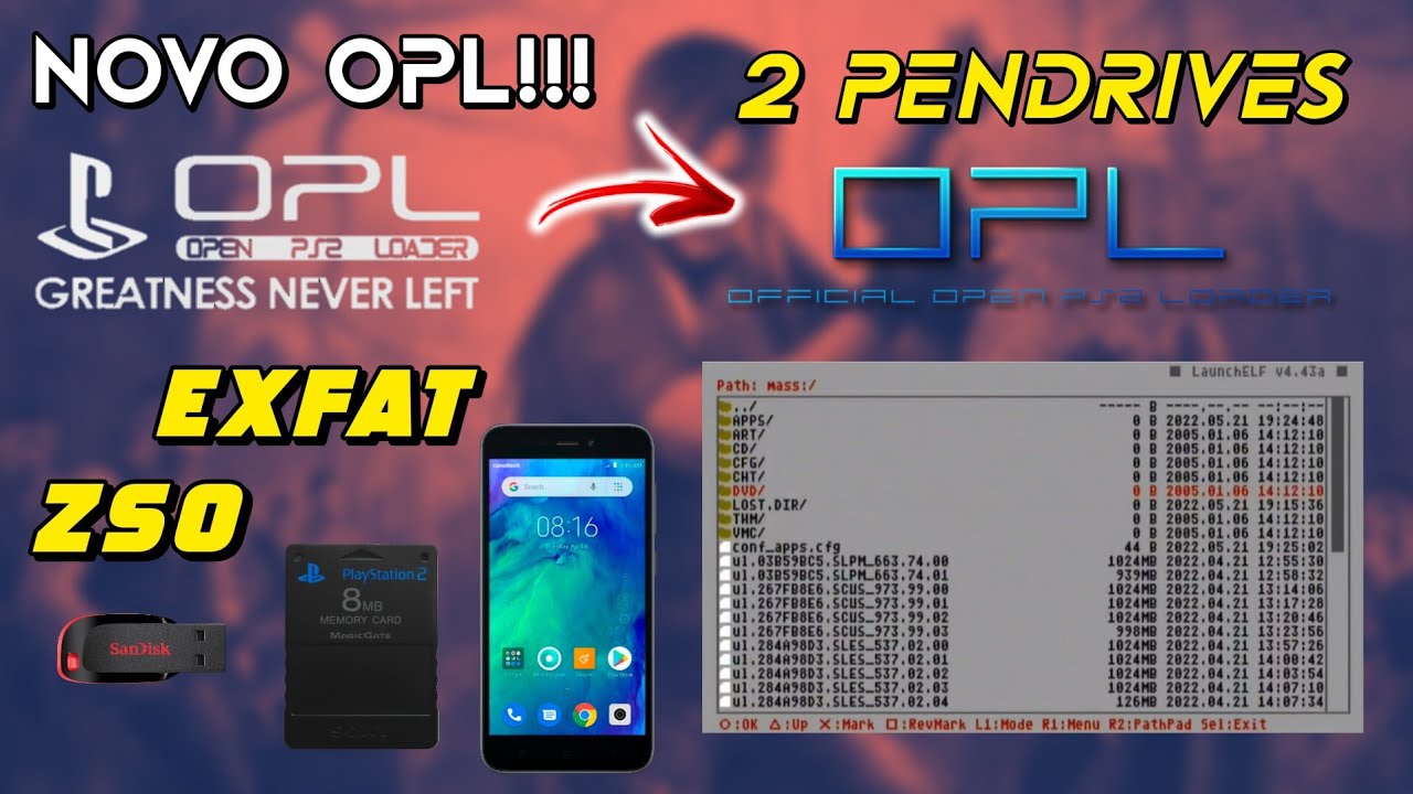 NOVO OPL!!! Suporta ExFat, ZSO, 2 Pendrives + TRADUÇÃO, Como ATUALIZAR Pelo Celular SEM ERRO! PS2