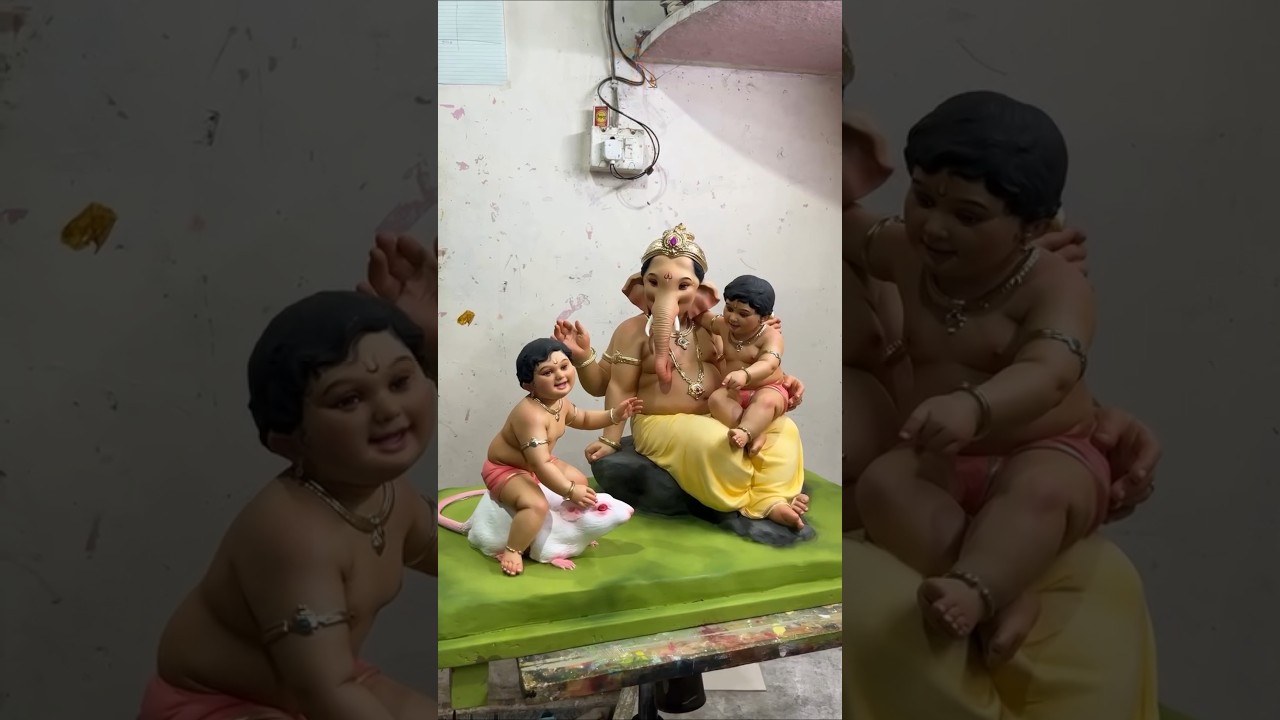 शुभ लाभ आणि बाप्पा &hearts;️🙇🏻&zwj;♂️😍 #ganpatiidol #bappaastheticcreation #moryamajha #moryastudio #shortsfeed